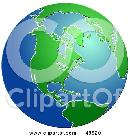 Royalty-Free (RF) Clipart Illustration of a Blue and Green Globe of America by Prawny