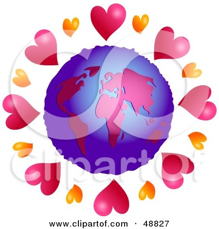 Royalty-Free (RF) Clipart Illustration of a Globe Surrounded by Hearts by Prawny