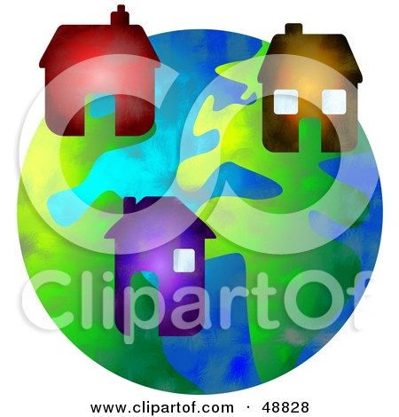 Royalty-Free (RF) Clipart Illustration of Houses Over a Globe by Prawny