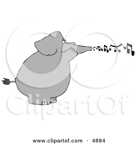 Elephant Blowing Musical Notes from His Trunk Clipart by djart