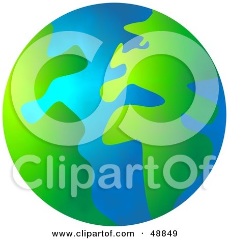 Royalty-Free (RF) Clipart Illustration of a Green And Blue Globe With Abstract Continents by Prawny