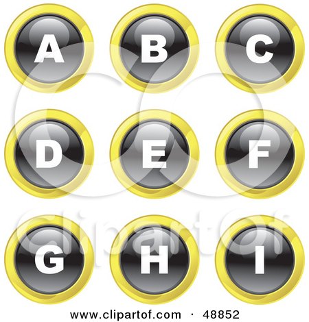 Royalty-Free (RF) Clipart Illustration of a Digital Collage Of Black, White And Yellow A Through I Letter Icons by Prawny