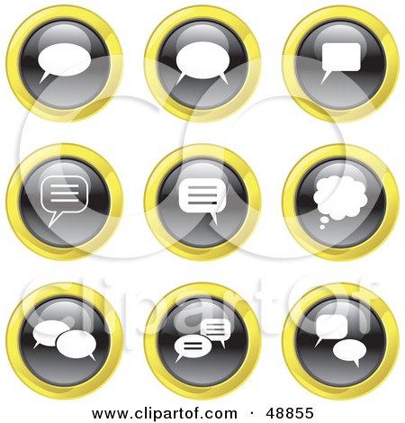 Royalty-Free (RF) Clipart Illustration of a Digital Collage Of Black, White And Yellow Messenger Icons by Prawny