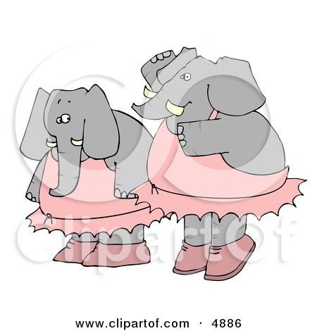 Two Human-like Elephant Ballerina Dancers Clipart by djart