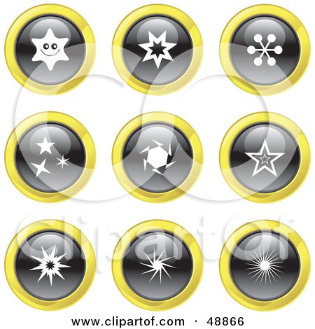 Royalty-Free (RF) Clipart Illustration of a Digital Collage Of Black, White And Yellow Star Icons by Prawny