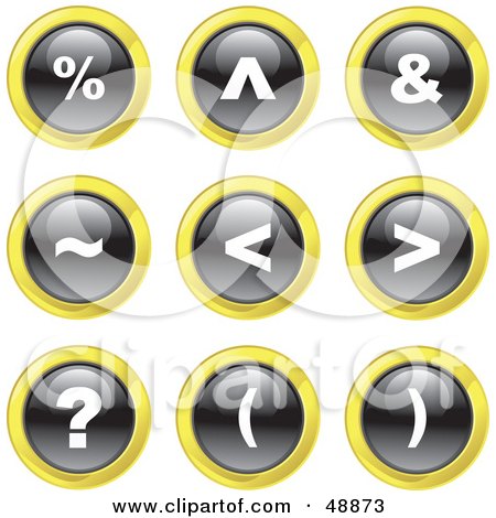 Royalty-Free (RF) Clipart Illustration of a Digital Collage Of Black, White And Yellow Keyboard Symbol Icons by Prawny