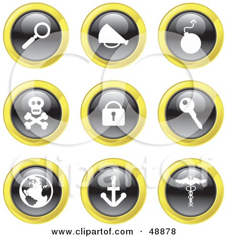 Royalty-Free (RF) Clipart Illustration of a Digital Collage Of Black, White And Yellow Icons by Prawny