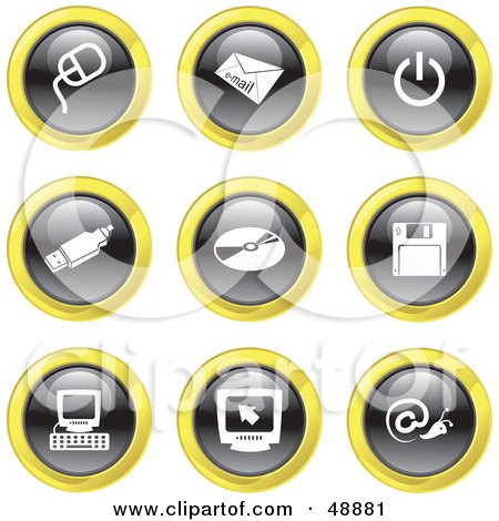 Royalty-Free (RF) Clipart Illustration of a Digital Collage Of Black, White And Yellow Computer Icons by Prawny