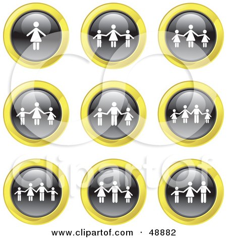 Royalty-Free (RF) Clipart Illustration of a Digital Collage Of Black, White And Yellow Parenting Icons by Prawny