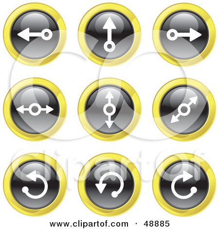 Royalty-Free (RF) Clipart Illustration of a Digital Collage Of Black, White And Yellow Dial Arrow Icons by Prawny