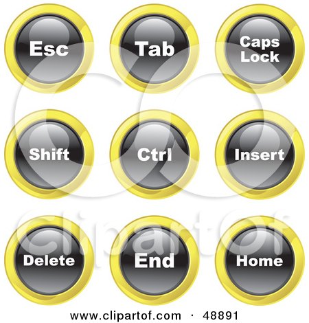 Royalty-Free (RF) Clipart Illustration of a Digital Collage Of Black, White And Yellow Keyboard Icons by Prawny