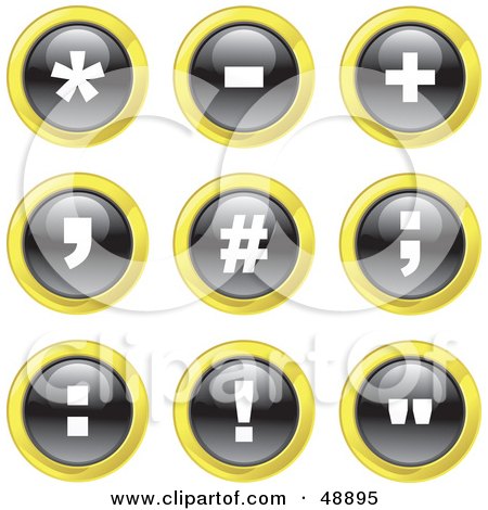 Royalty-Free (RF) Clipart Illustration of a Digital Collage Of Black, White And Yellow Punctuation Icons by Prawny