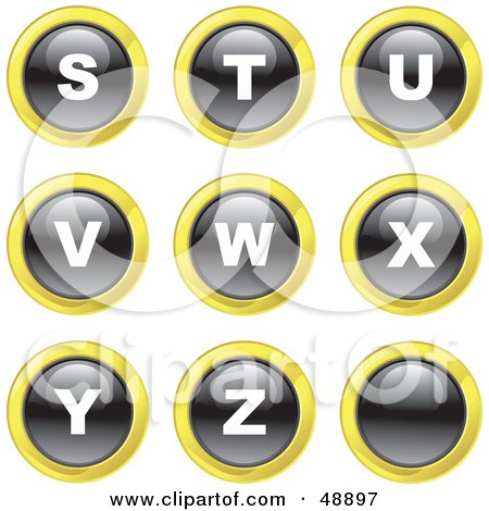Royalty-Free (RF) Clipart Illustration of a Digital Collage Of Black, White And Yellow S Through Z Letter Icons by Prawny