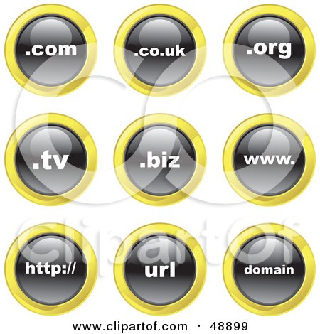 Royalty-Free (RF) Clipart Illustration of a Digital Collage Of Black, White And Yellow Domain Icons by Prawny