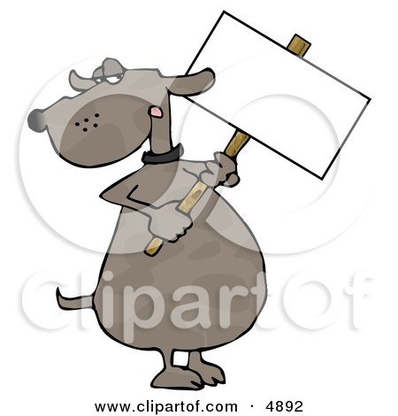 Human-like Dog Holding a Blank Sign Clipart by djart