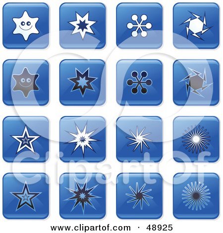 Royalty-Free (RF) Clipart Illustration of a Digital Collage Of Square Blue, Black And White Star Icons by Prawny