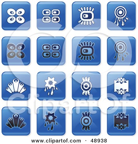 Royalty-Free (RF) Clipart Illustration of a Digital Collage Of Square Blue, Black And White Retro Icons by Prawny