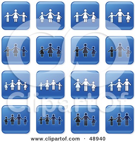 Royalty-Free (RF) Clipart Illustration of a Digital Collage Of Square Blue, Black And White Parenting Icons by Prawny