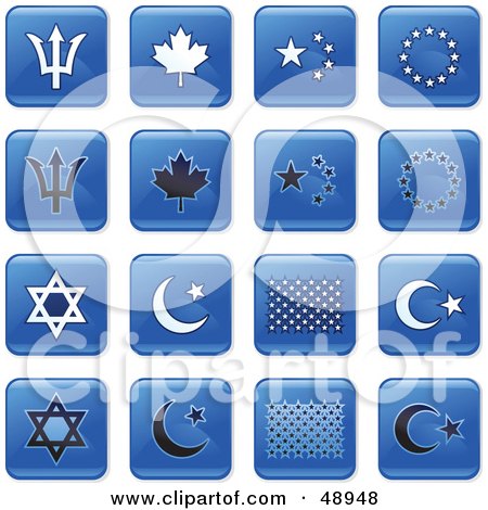 Royalty-Free (RF) Clipart Illustration of a Digital Collage Of Square Blue, Black And White Flag Icons by Prawny