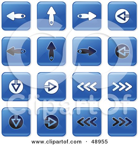 Royalty-Free (RF) Clipart Illustration of a Digital Collage Of Square Blue, Black And White Digital Arrow Icons by Prawny