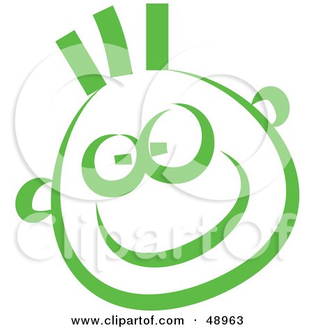 Royalty-Free (RF) Clipart Illustration of a Green Happy Child's Face by Prawny