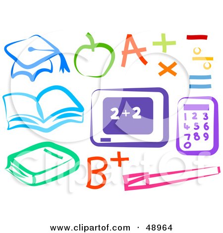 Royalty-Free (RF) Clipart Illustration of a Digital Collage Of Colorful Education Items by Prawny