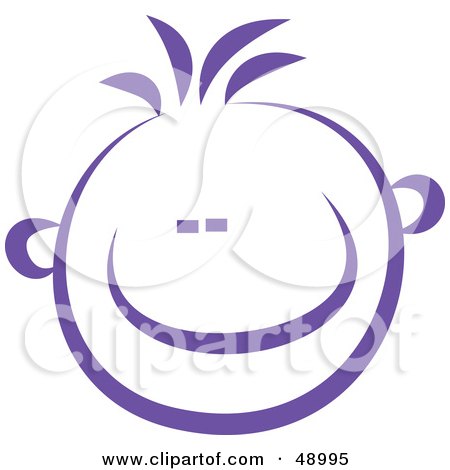 Royalty-Free (RF) Clipart Illustration of a Violet Happy Child's Face by Prawny