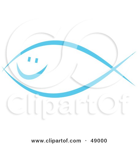 Royalty-Free (RF) Clipart Illustration of a Happy Blue Jesus Fish by Prawny