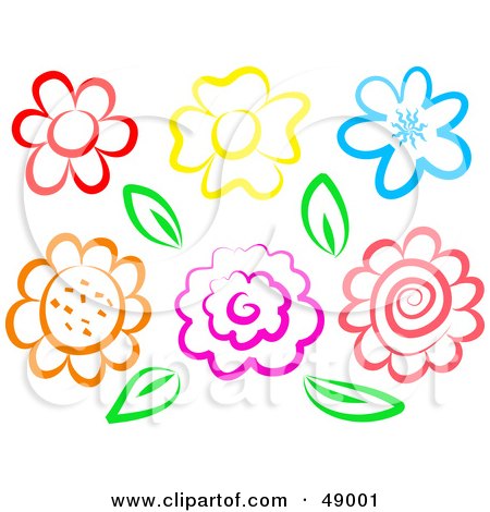 Royalty-Free (RF) Clipart Illustration of a Digital Collage Of Colorful Flower Blossoms by Prawny