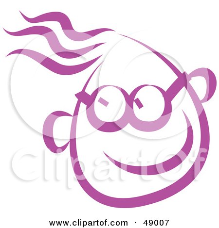 Royalty-Free (RF) Clipart Illustration of a Purple Happy Child's Face by Prawny
