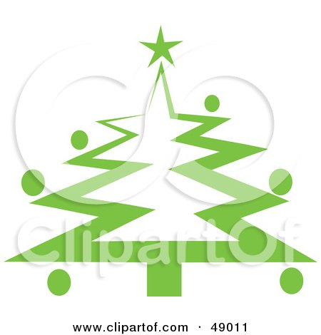 Royalty-Free (RF) Clipart Illustration of a Green Retro Christmas Tree by Prawny