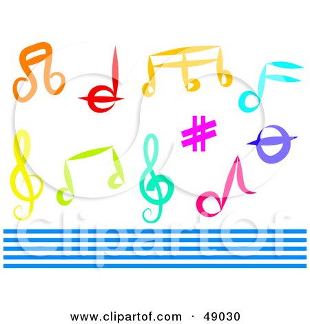 Royalty-Free (RF) Clipart Illustration of a Colorful Digital Collage Of Music Items by Prawny