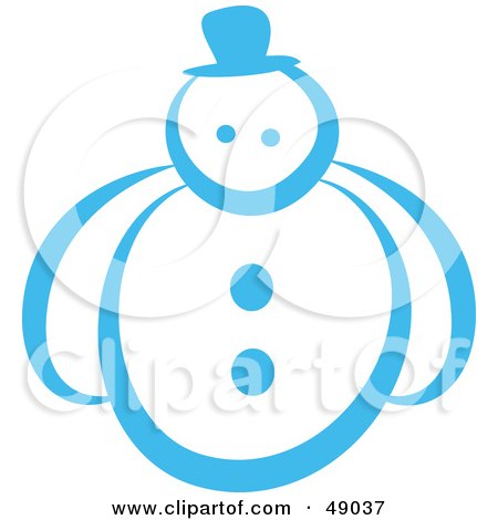 Royalty-Free (RF) Clipart Illustration of a Blue Outline of a Snowman by Prawny