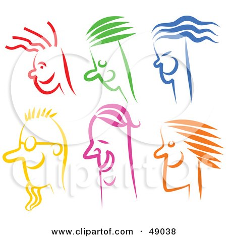Royalty-Free (RF) Clipart Illustration of a Colorful Digital Collage of Happy Faces by Prawny