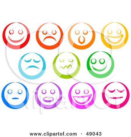 Royalty-Free (RF) Clipart Illustration of a Digital Collage Of Colorful Emoticon Faces by Prawny