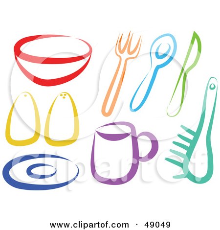 Royalty-Free (RF) Clipart Illustration of a Digital Collage Of Colorfu Kitchenl Items by Prawny