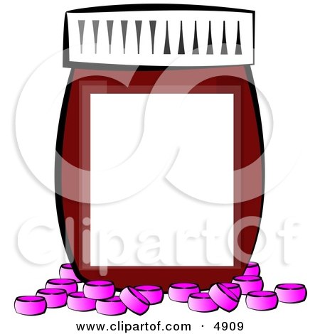 Blank Medicine Bottle with Pink Pills Clipart by djart