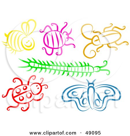 Royalty-Free (RF) Clipart Illustration of a Digital Collage of Colorful Bugs by Prawny