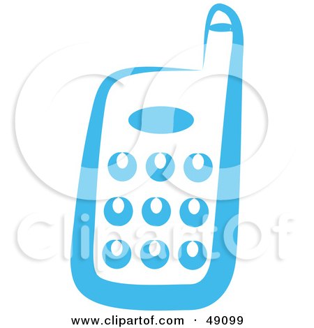 Royalty-Free (RF) Clipart Illustration of a Blue Cellular Phone by Prawny