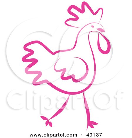 Royalty-Free (RF) Clipart Illustration of a Pink Rooster by Prawny