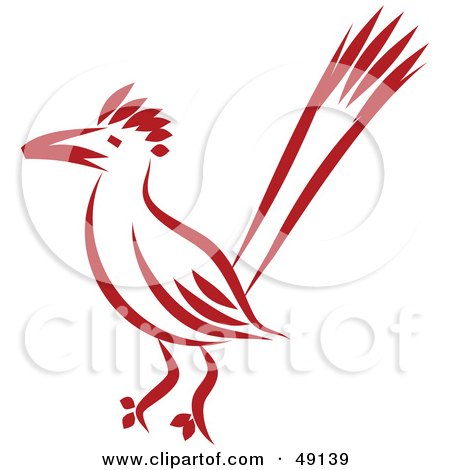 Royalty-Free (RF) Clipart Illustration of a Red Roadrunner by Prawny