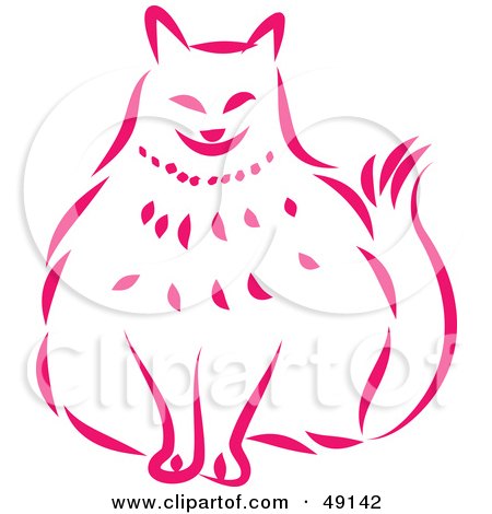 Royalty-Free (RF) Clipart Illustration of a Pink Kitty Cat by Prawny