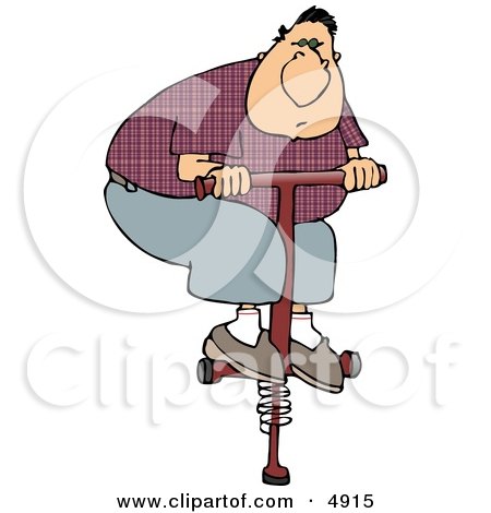 Adult Man Jumping On a Pogo Stick Clipart by djart