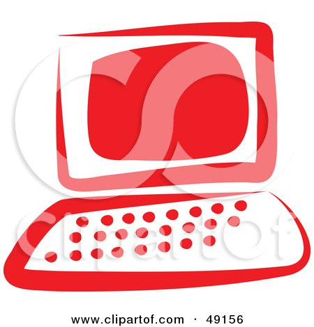 Royalty-Free (RF) Clipart Illustration of a Red Desktop Computer by Prawny