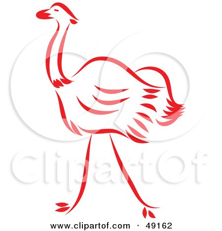Royalty-Free (RF) Clipart Illustration of a Red Ostrich by Prawny