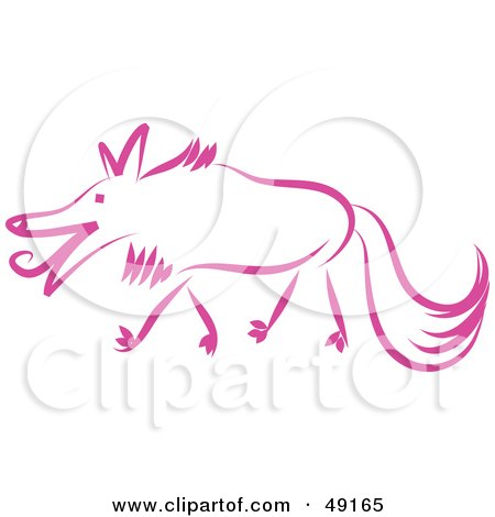 Royalty-Free (RF) Clipart Illustration of a Pink Wolf by Prawny