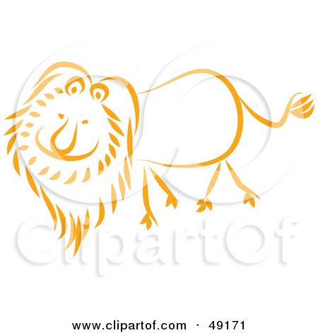 Royalty-Free (RF) Clipart Illustration of a Happy Orange Lion by Prawny