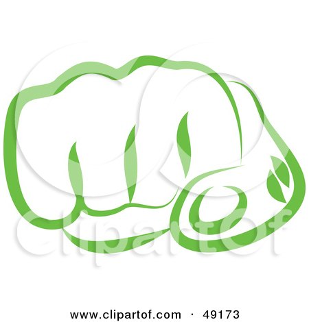Royalty-Free (RF) Clipart Illustration of a Green Punching Fist by Prawny