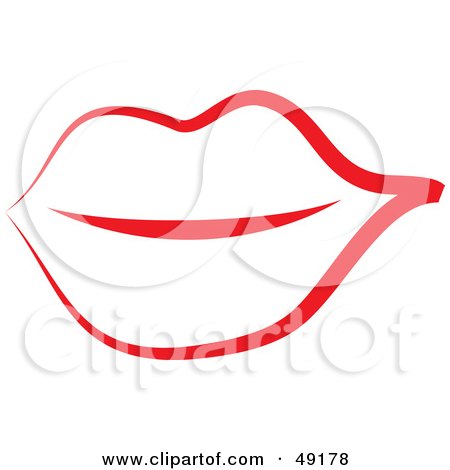 Royalty-Free (RF) Clipart Illustration of a Red Lip Outline by Prawny