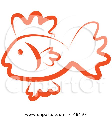 Royalty-Free (RF) Clipart Illustration of a Red Fish Outline by Prawny